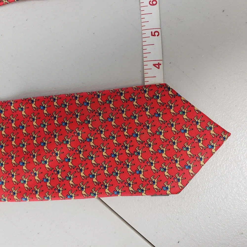 Red Silk Equestrian Necktie Horse & Jockey Pattern Classic Men's Tie 62x3.25